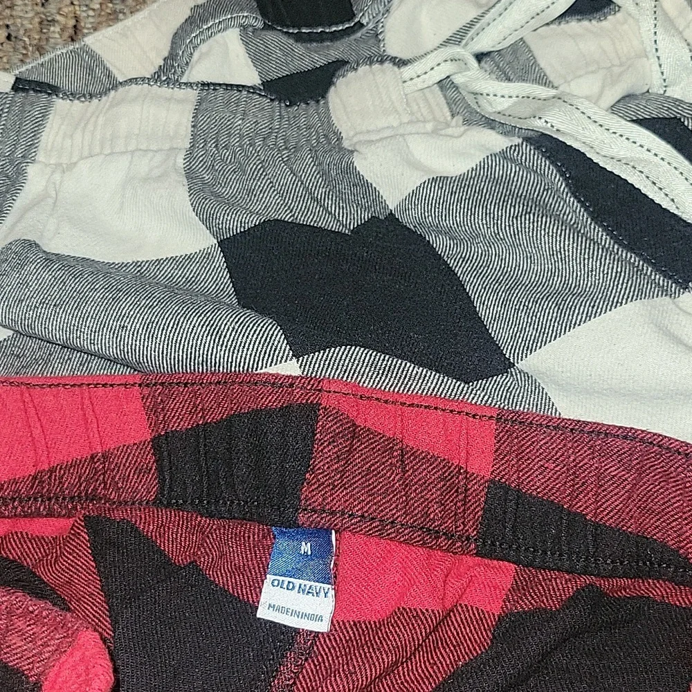 BUNDLE Plaid Pajama Bottoms - Black, White, Red - Picture 2 of 8